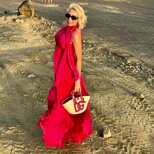 Zimmermann Hot Pink Halter Maxi Dress